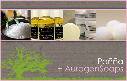$20 for $40 worth of natural Body Butters, Fizzies, Scrubs, Oils, and Milk Baths from Pañña + AuragenSoaps