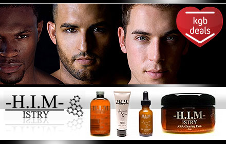 $25 for $50 worth of just-for-men skincare products and fragrances to keep him sexy, smooth, and healthy from H.I.M-istry